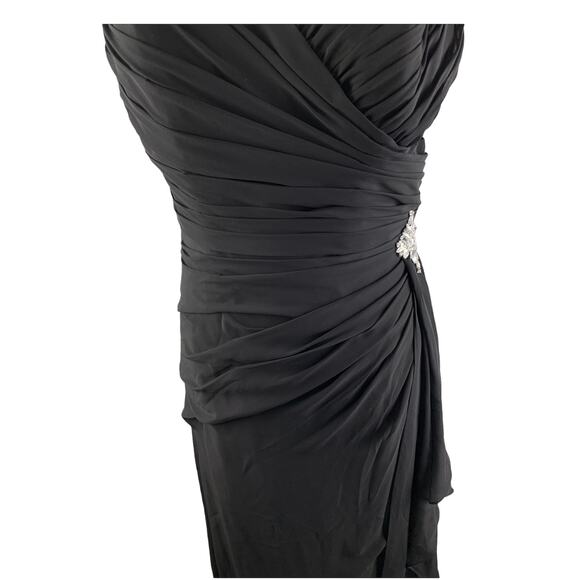Val Stefani Long Chiffon Black Formal Dress With Draped Bodice. Womens Size 4 - Picture 5 of 10